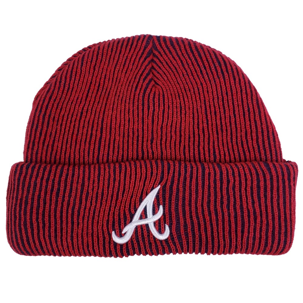 Atlanta Braves Mitchell & Ness MLB Cuff Knit Hat Cap 3D Logo Red Navy NWT